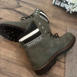 Nautica Olive Lace-Up Boots